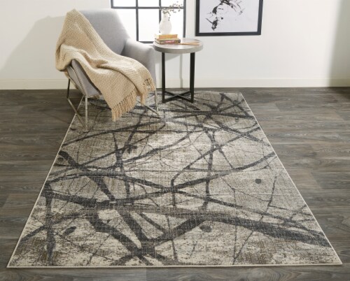 Feizy Rugs Kano Modern Abstract Area Rug - Warm Gray/Charcoal Perspective: top