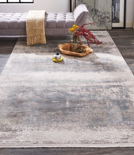 Feizy Rugs Cadiz Gradient Luster Accent Rug - Silver Gray Perspective: top