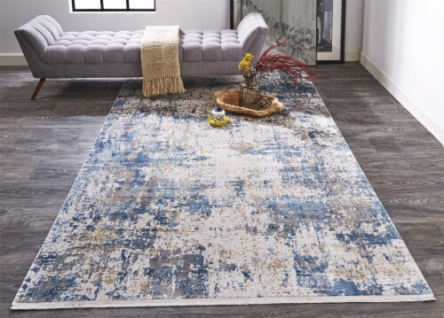 Feizy Rugs Cadiz Gradient Luster Accent Rug - Light Blue/Ivory Perspective: top