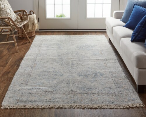 Feizy Rugs Caldwell Vintage Space Dyed Wool Area Rug - Natural Tan/Gray Perspective: top