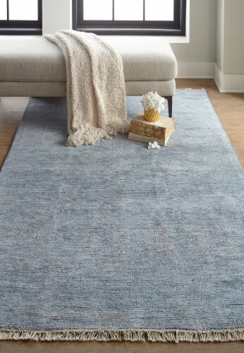 Feizy Rugs Caldwell Vintage Space Dyed Wool Area Rug - Classic Blue/Beige Perspective: top