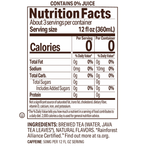Tejava™ Tea Unsweetened Black Tea - Peach Perspective: top