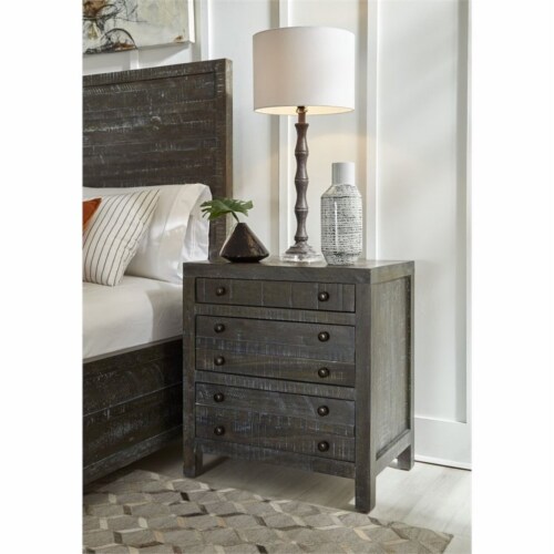 Modus Townsend 3 Drawer Solid Wood Nighstand in Gunmetal Perspective: top