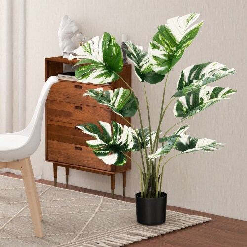 4FT Artificial Monstera Deliciosa Tree 2-Pack Fake Plant Faux Tree for Decor Perspective: top