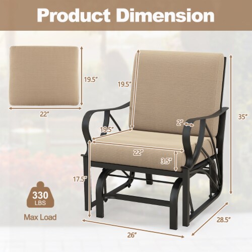 Patio Glider Chair Outdoor Metal Glider w Seat Back Cushions