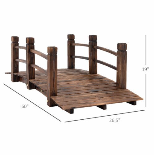 5ft Garden Bridge Yard Decoration Wooden Arc Outdoor Pond w