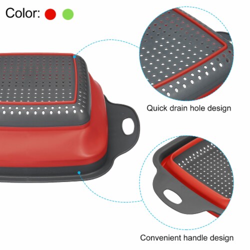 CASA -J Collapsible Colander Set of 2 Small Silicone Square Strainer Perspective: top