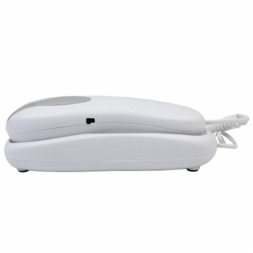 Slimline White Colored Phone For Wall Or Desk With Memory Perspective: top