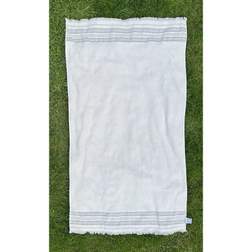 Agora of Smyrna - Premium Turkish Bath Towel Cotton & Bamboo Blend, Stone & Grey, Bundle of 2 Perspective: top