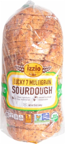 Izzio Artisan Bakery Lucky 7 Multigrain Sourdough Bread Loaf Perspective: top