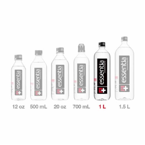 Essentia Purified Alkaline with Electrolytes Bottled Water Perspective: top