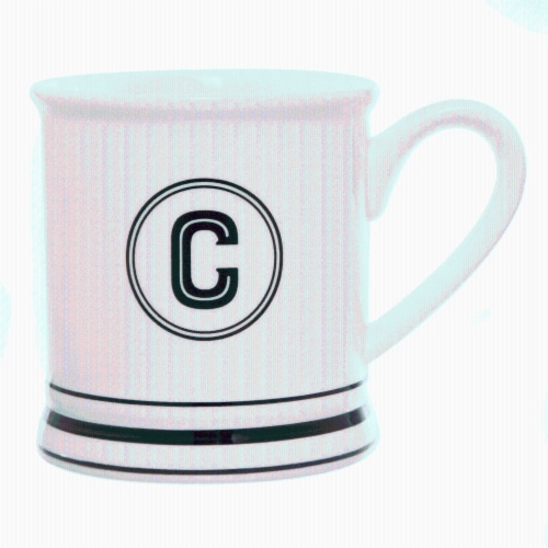 PMI Worldwide Barber Shop Monogrammed Mug - White/Black Perspective: top