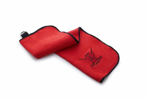 Super E-Caddy High Quality Microfiber Red Golf Towels with Hook To Hang in Large Perspective: top