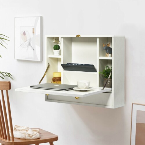 Slickblue Wall Mounted Folding Laptop Desk Hideaway Storage with Drawer 1 Unit Pick n Save