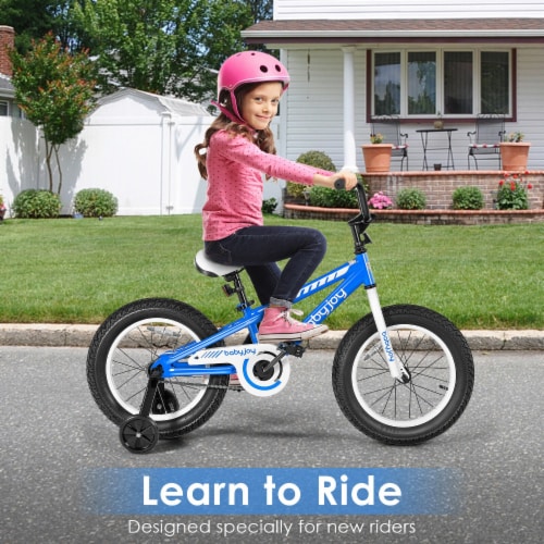 Blue bike with training wheels outlet