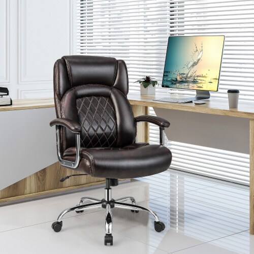Slickblue Height Adjustable Big and Tall Office Chair Computer Desk Chair with Metal Base Perspective: top