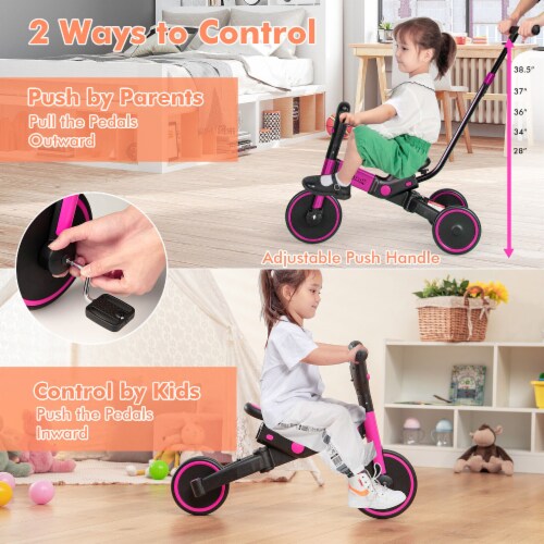 Slickblue 4 in 1 Kids Tricycle with Adjustable Parent Push Handle and Detachable Pedals 1 Unit Pick n Save