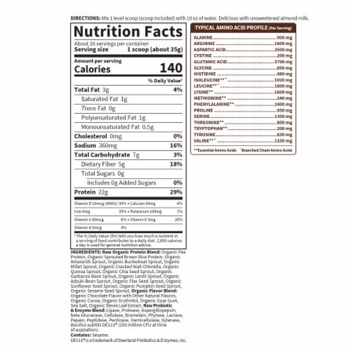 Garden of Life Raw Organic Protein to Help Build Muscle 22g Plant Based Protein Chocolate Powder Perspective: top