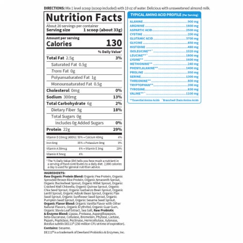 Garden of Life Raw Organic Protein to Help Build Muscle 22g Plant Based Protein Vanilla Powder Perspective: top