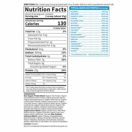 Garden of Life Raw Organic Protein to Help Build Muscle 22g Plant Based Protein Vanilla Powder Perspective: top