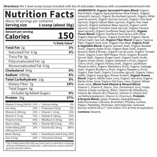 Garden of Life Raw Organic Meal Replacement All-in-One Shake 20g Vegan Protein Powder Perspective: top