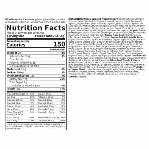 Garden of Life Raw Organic Meal Replacement All-in-One Shake 20g Vegan Protein Vanilla Powder Perspective: top