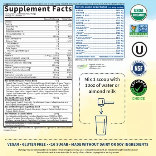 Garden of Life Raw Organic Fit High Protein for Weight Loss 28g Protein + 4g Fiber Vanilla Powder Perspective: top
