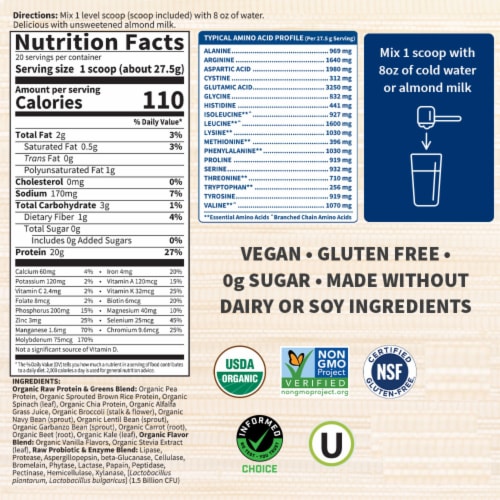 Garden of Life Raw Organic Protein & Greens Vanilla Powder Perspective: top