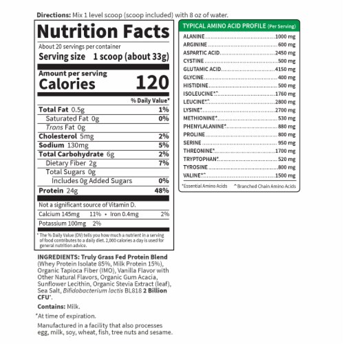 Garden of Life SPORT Certified Grass Fed Whey with Premium Isolate 24g Protein Vanilla Powder Perspective: top