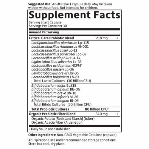 Garden of Life Dr. Formulated Critical Care Probiotics, Colon Health, Immune System, Capsules Perspective: top