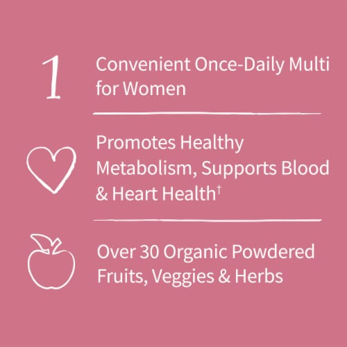 Garden of Life Organics Women's Multi, One a Day for Health, Energy, Beauty, 30 Vegan Tablets Perspective: top