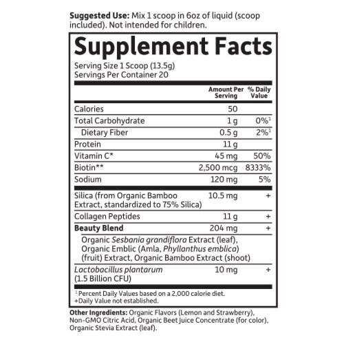 Garden of Life Grass Fed Collagen Beauty, Biotin, Vitamin C, Strawberry Lemonade Flavor Powder Perspective: top