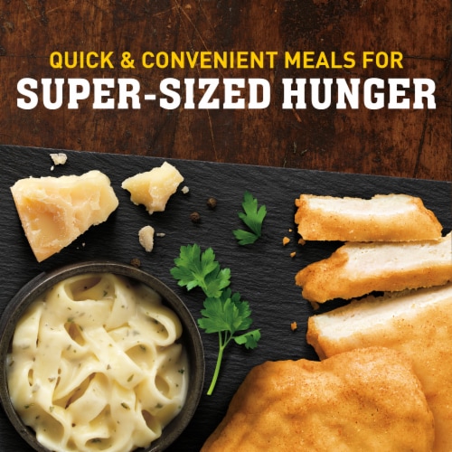 Hungry-Man Double Chicken Bowls Breaded Chicken Alfredo With Fettuccine Pasta Frozen Meal Perspective: top
