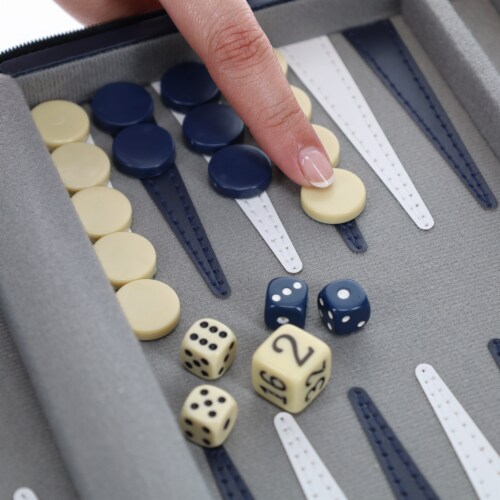 WE Games Magnetic Backgammon Set, Leatherette Case, Carrying Strap - Travel Size Perspective: top