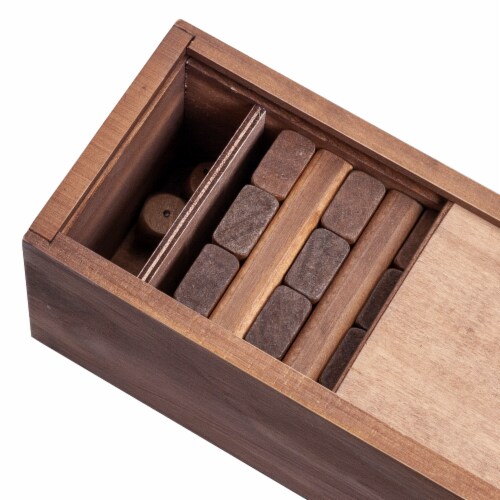 WE Games Wood Block Stacking Party Game 12 in. Box Walnut Stained