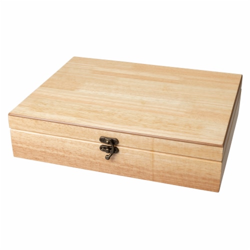 WE Games Old World Wooden Treasure Box with Brass Latch Perspective: top