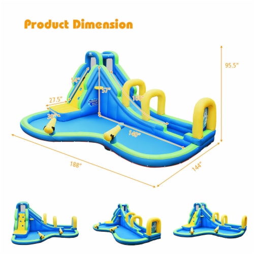 Costway Inflatable Water Slide Kids Bounce House Castle Splash Pool Without Blower Perspective: top