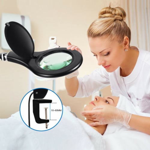 Gymax LED Magnifying Glass Desk Lamp w/ Swivel Arm & Clamp 2.25x Magnification Black Perspective: top