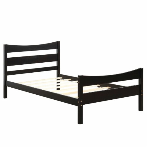 Twin Size Platform Bed Frame Foundation w Headboard Wood Slat