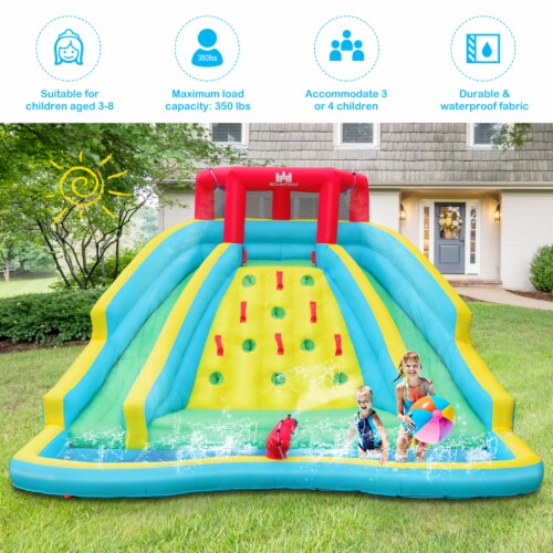 Gymax Inflatable Mighty Water Park Bouncy Splash Pool Climbing Wall w/ 735W Blower Perspective: top