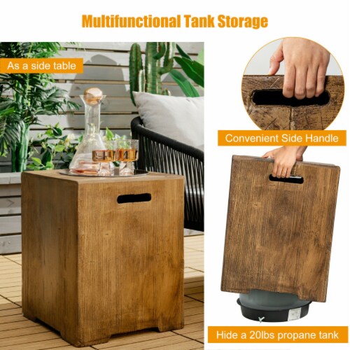 48''x27'' 50,000 BTU Propane Fire Pit Table Set w/ Side Table Tank Storage & Cover Perspective: top
