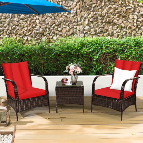 Costway 3 piece patio sales wicker rattan sofa set