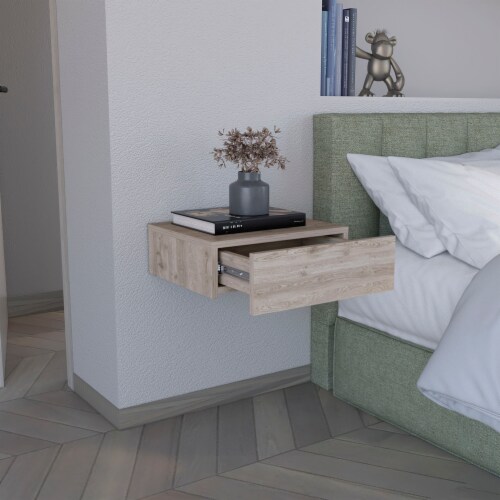 DEPOT E SHOP Floating Nightstand 5 H Wall Mounted Shelf Drawer Light Gray 1 Box Pay Less Super Markets