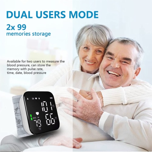 Automatic Adjustable Wrist Digital Blood Pressure Monitor Large LED Backlit Display Perspective: top