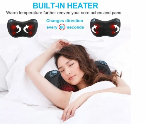 Shiatsu Neck Massager, Heat Deep Tissue Kneading Massage Pillow for Shoulder Full Body Muscle Perspective: top
