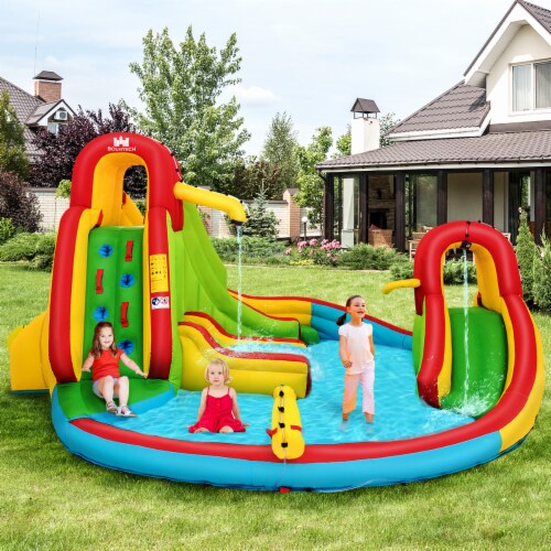 Costway Kids Inflatable Water Slide Bounce Park Splash Pool w/Water Cannon & 480W Blower Perspective: top