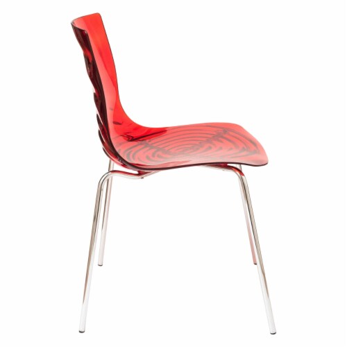 LeisureMod Astor Modern Rain Drop Design Dining Chair in Red Set of 4 Perspective: top