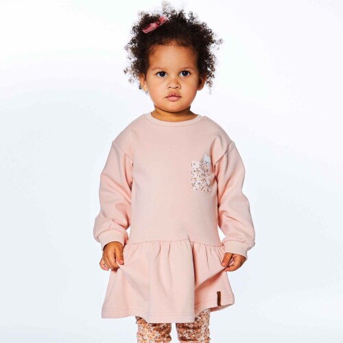 Long Sleeve Fleece Dress Soft Pink Perspective: top