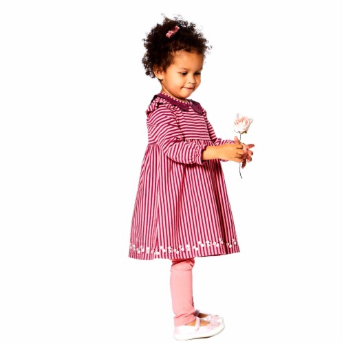 Long Sleeve Dress With Frill Striped Perspective: top