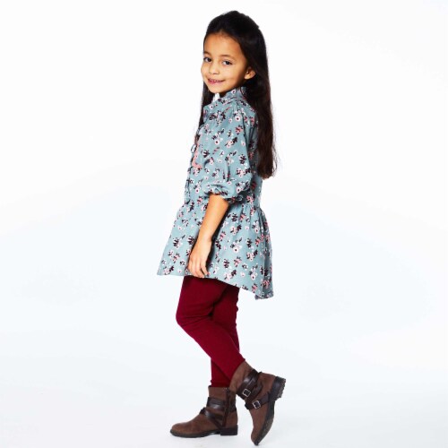 Baby Corduroy Long Sleeve Tunic Printed Flowers Perspective: top
